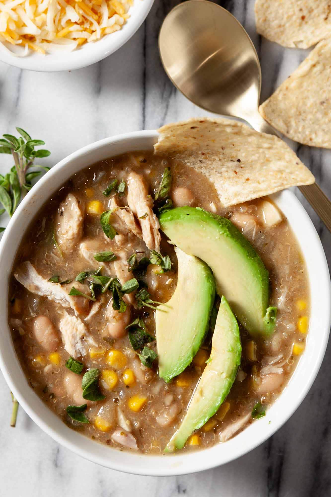 Healthy White Chicken Chili (Dairy Free)