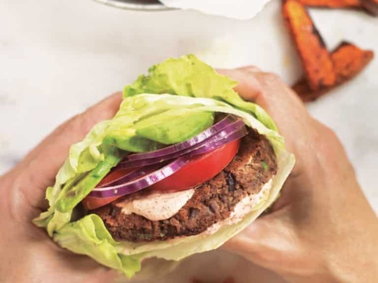 Gluten-Free Black Bean Burgers with Chili Fries