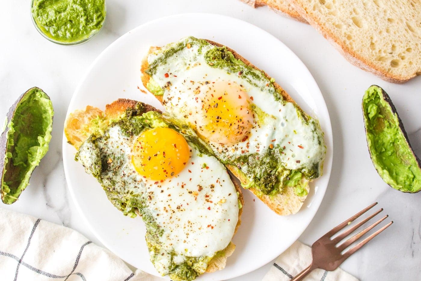 Pesto Eggs on Avocado Toast (TikTok Recipe)
