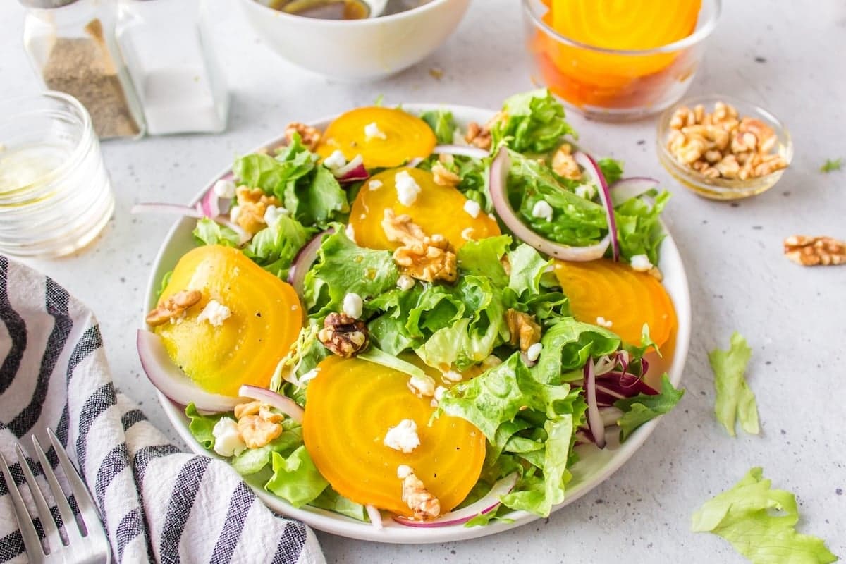 Golden Beet Salad Recipe with Walnuts