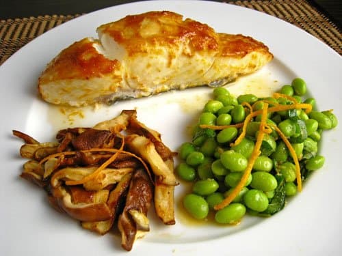 Broiled Halibut with Orange and Miso Glaze