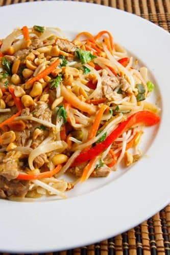 Thai Peanut Pork Noodle Saute