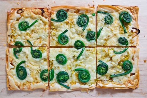 Fiddlehead and Gruyere Tart