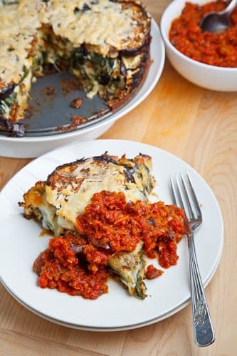Eggplant Tortino in a Kalamata Olive Marinara Sauce