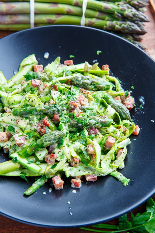 Asparagus Noodle Carbonara