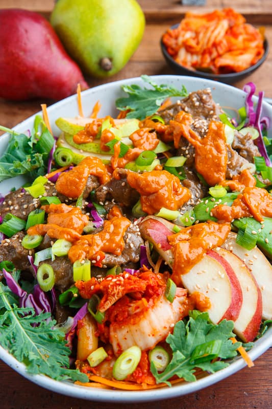 Korean Bulgogi and Pear Kale Salad
