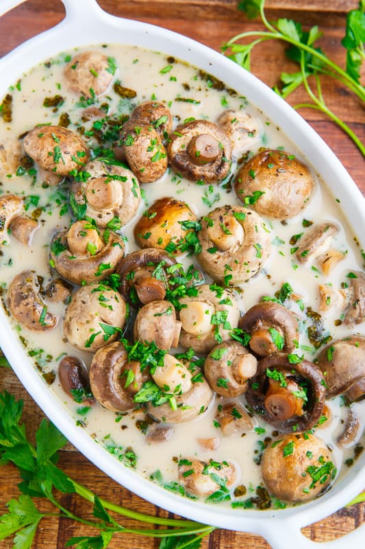 Slow Cooker Garlic Herb Mushrooms
