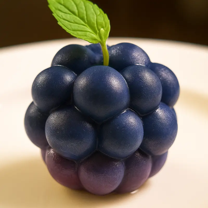 Blueberry Shaped Pastry with White Chocolate Ganache