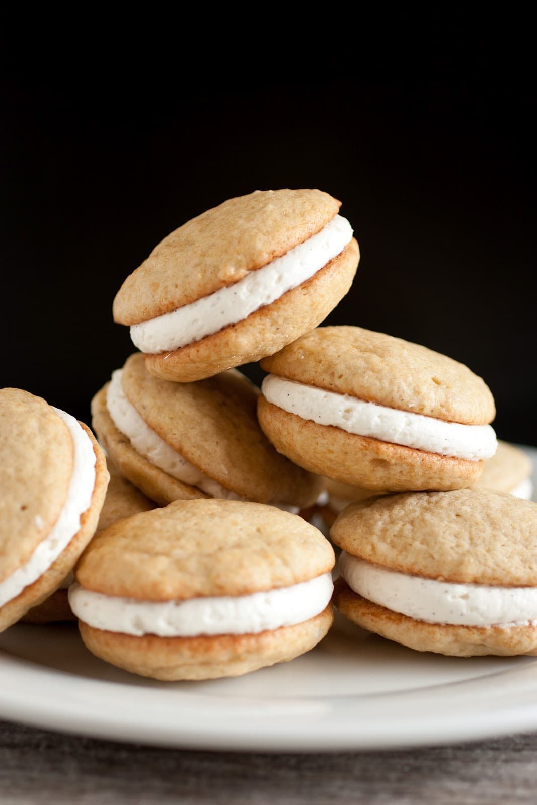 Banana Bread Whoopie Pies with Fluffy Vanilla Bean Frosting