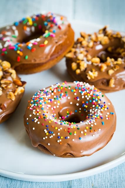 Baked Nutella Doughnuts with Nutella Glaze
