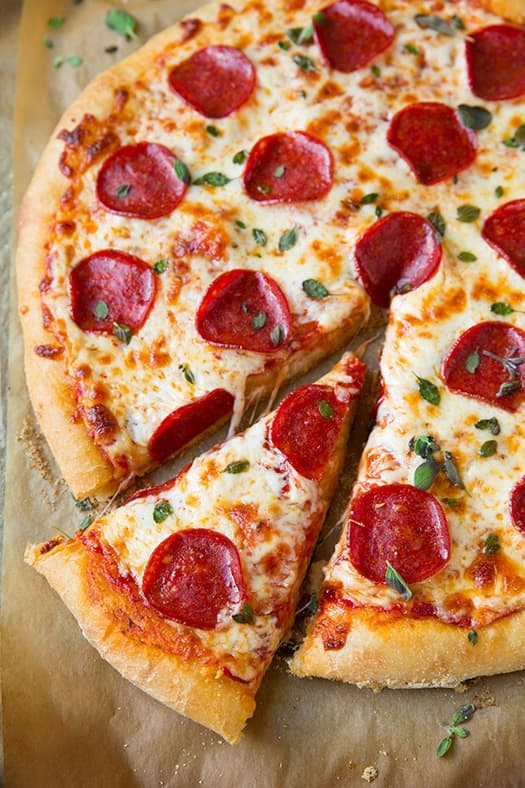 Pepperoni Pizza (Homemade Dough and Pizza Sauce)