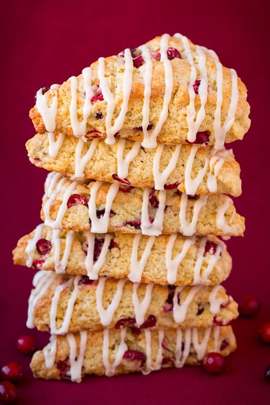 Cranberry Orange Scones with Vanilla Cream Glaze