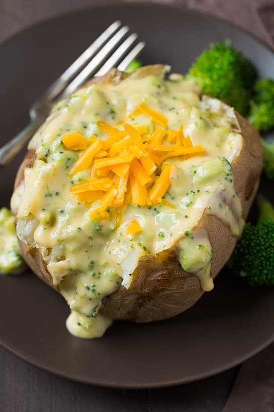 Baked Potatoes with Broccoli Cheese Sauce