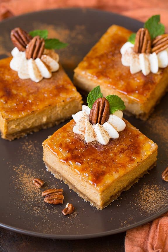 Pumpkin Cheesecake Bars {with Brulee Topping}