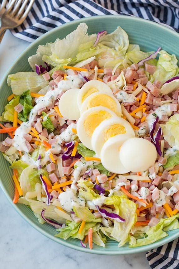 Ham and Cheese Salad with Homemade Ranch Dressing