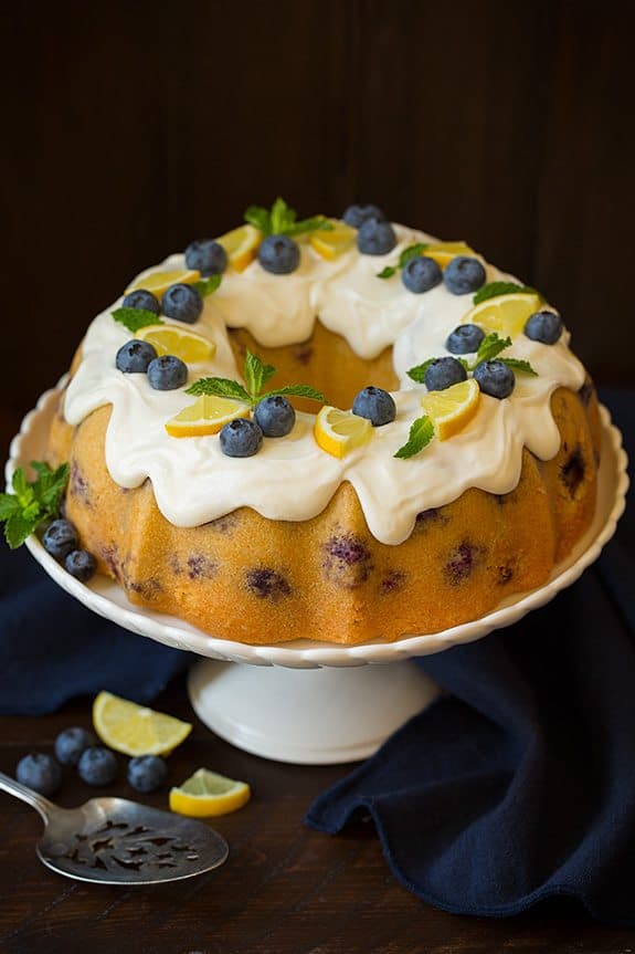 Lemon Blueberry Bundt Cake with Lemon Cream Cheese Icing