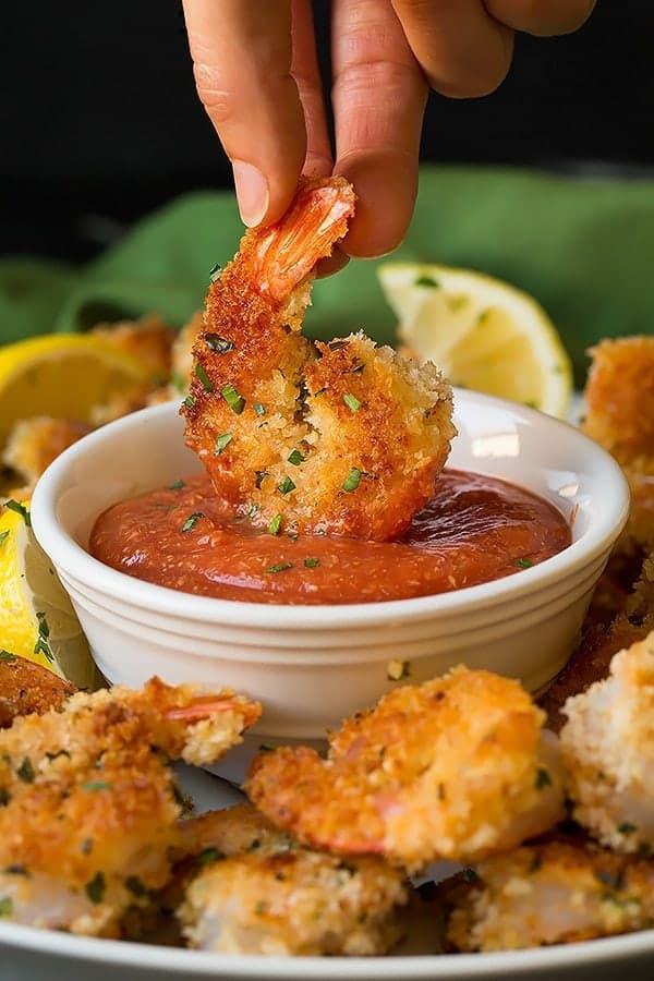 Crispy Panko Shrimp with Cocktail Sauce