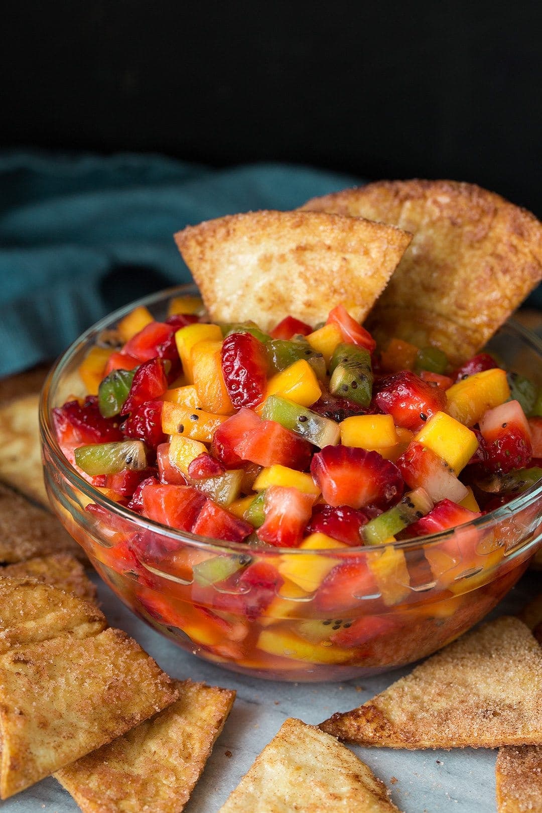 Fruit Salsa with Baked Cinnamon Sugar Chips