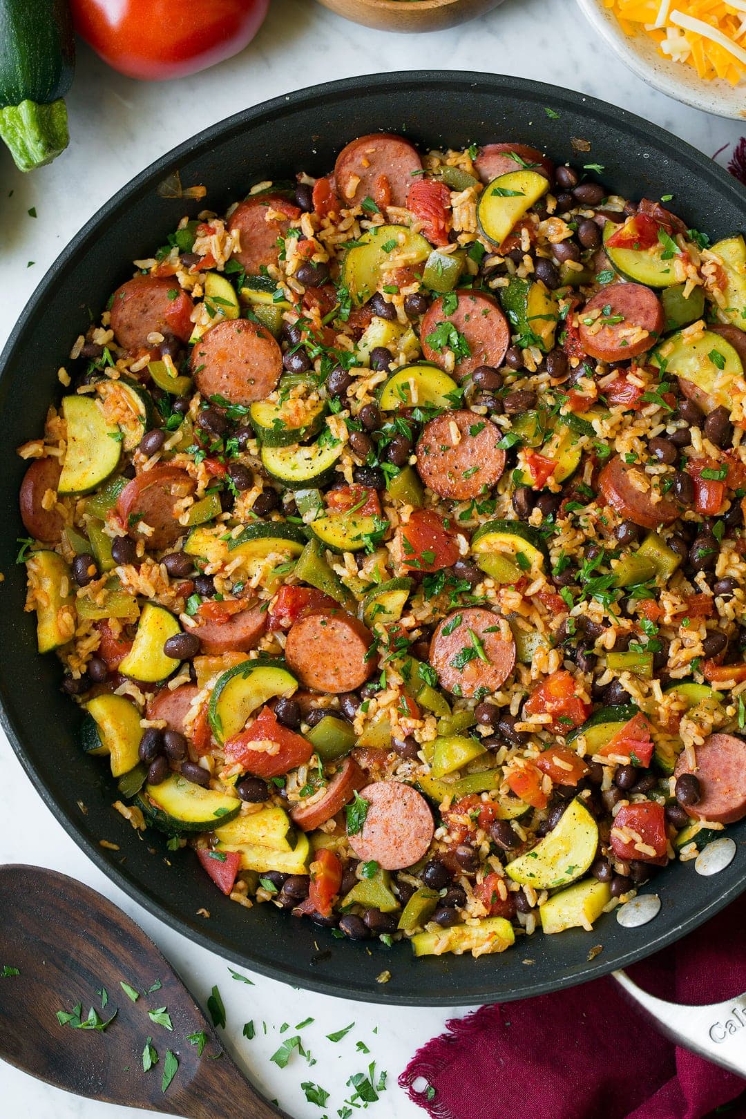 Sausage Zucchini and Brown Rice Skillet (One Pan Recipe)