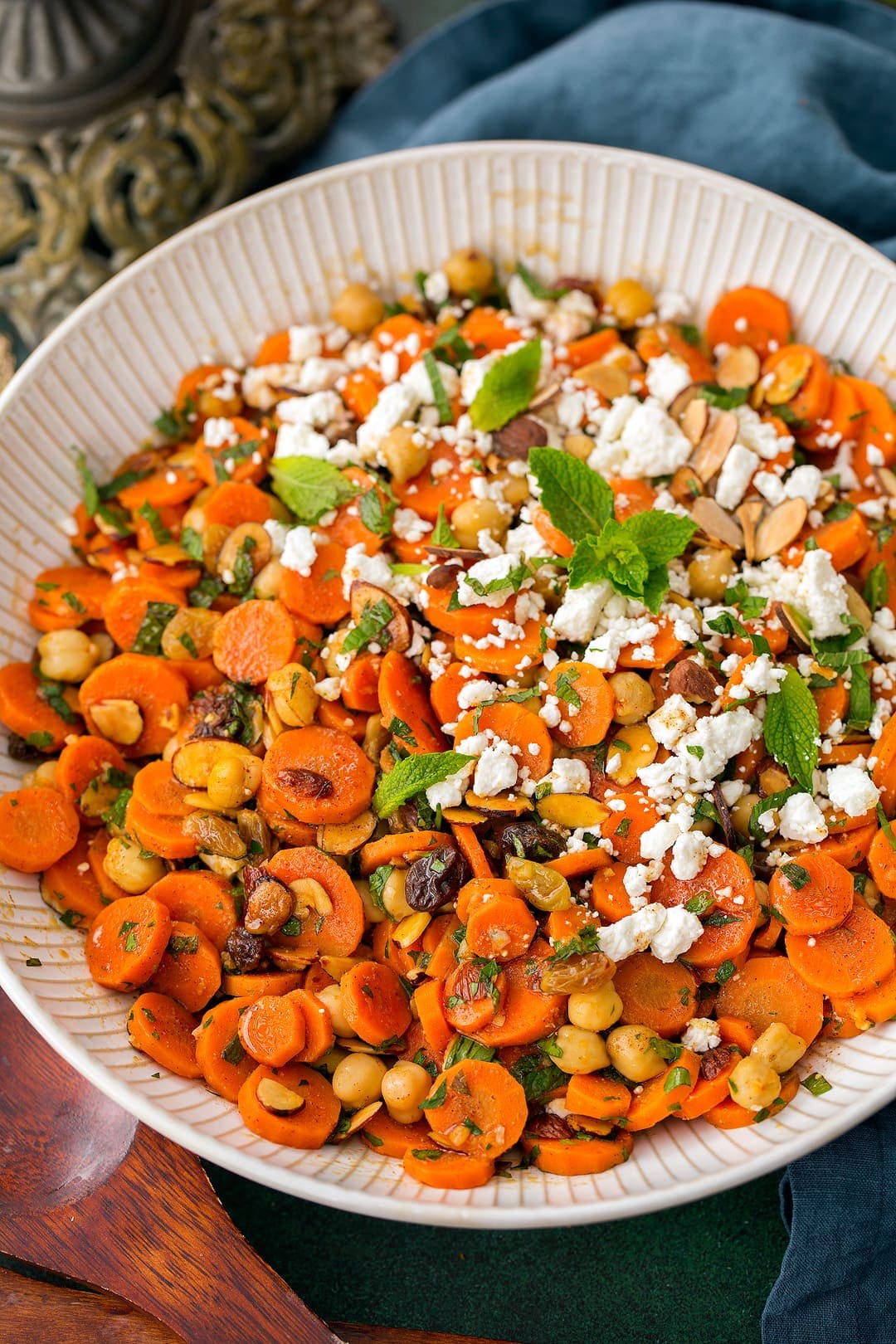 Moroccan Carrot Salad with Chick Peas Feta and Almonds