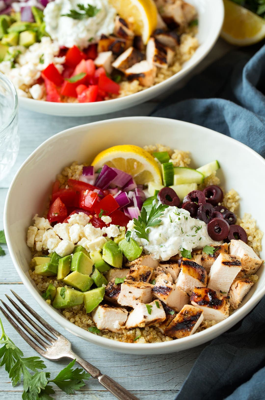 Grilled Greek Chicken Quinoa Bowls