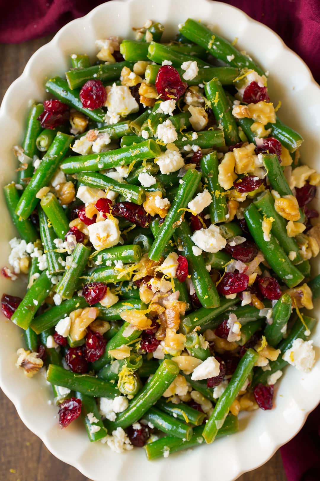 Lemon Butter Green Beans with Cranberries Walnuts and Feta