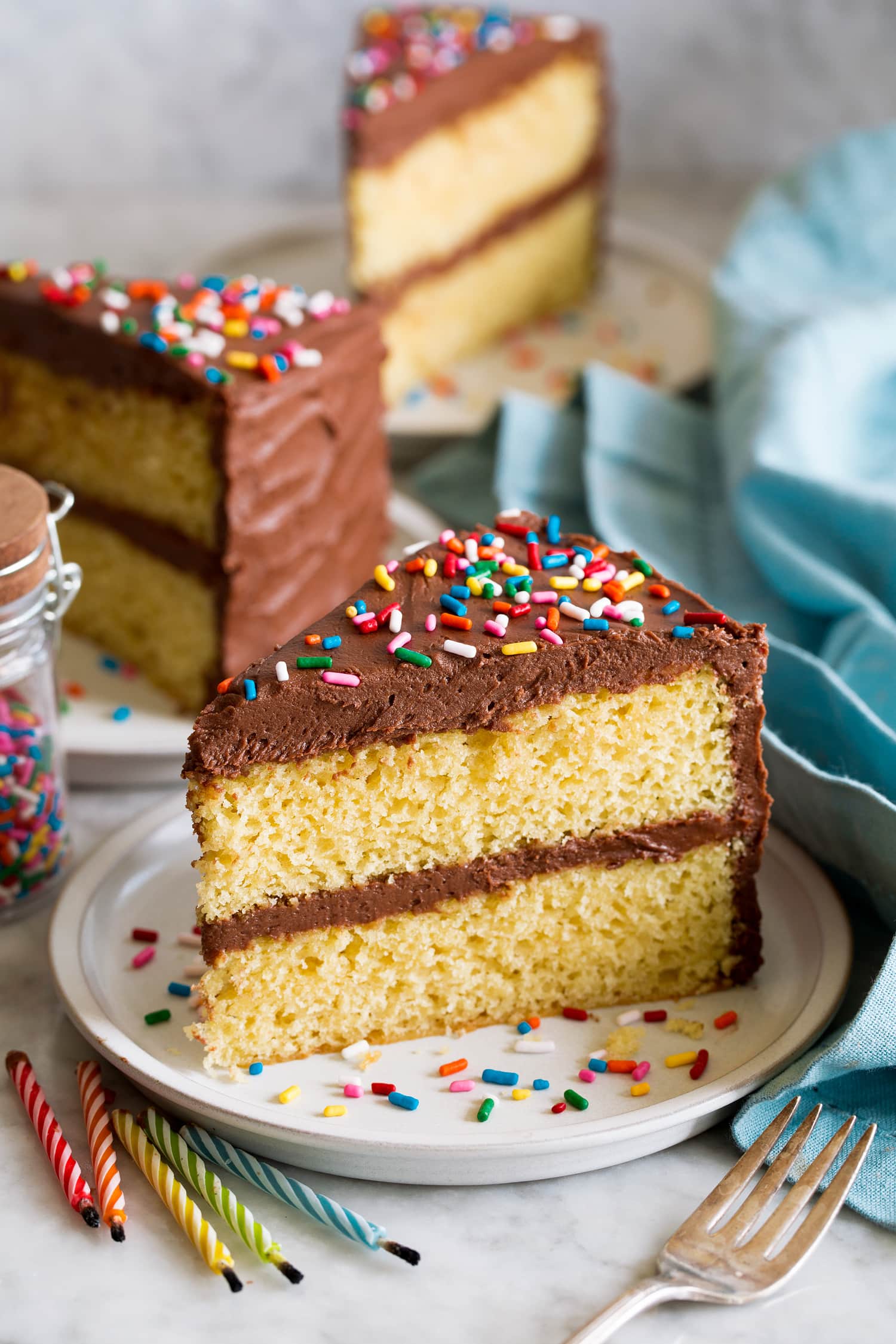 Yellow Cake with Chocolate Buttercream Frosting