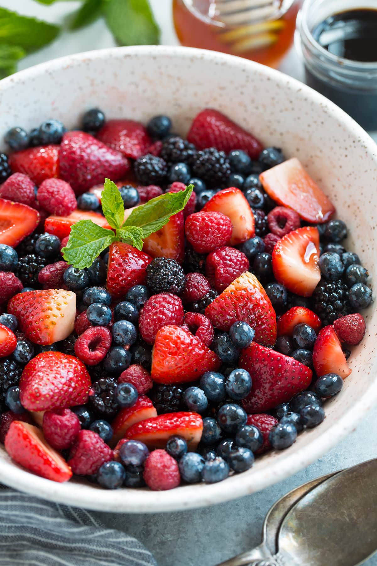 Berry Fruit Salad with Honey Balsamic Dressing