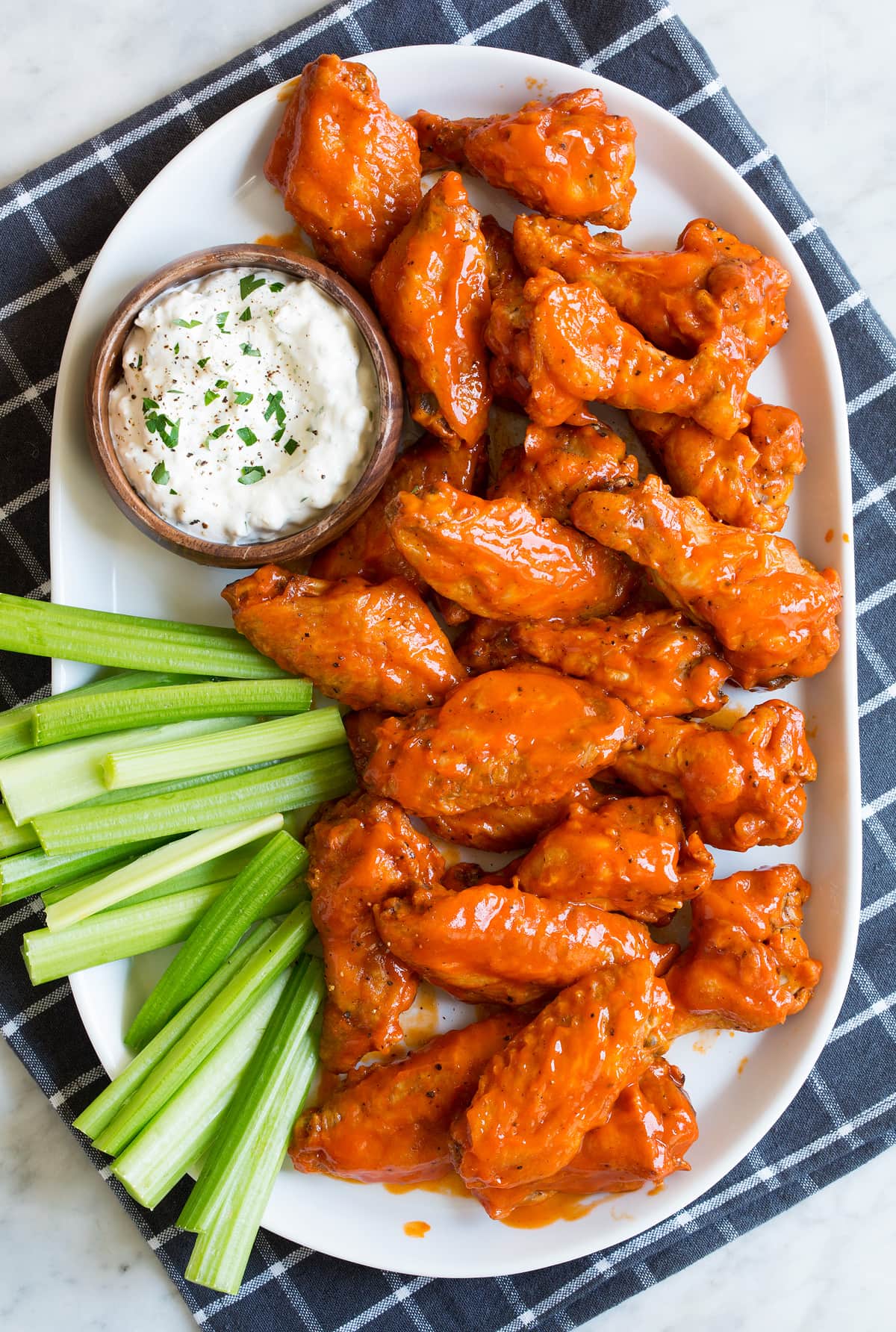 Baked Buffalo Wings {with Blue Cheese Dip}