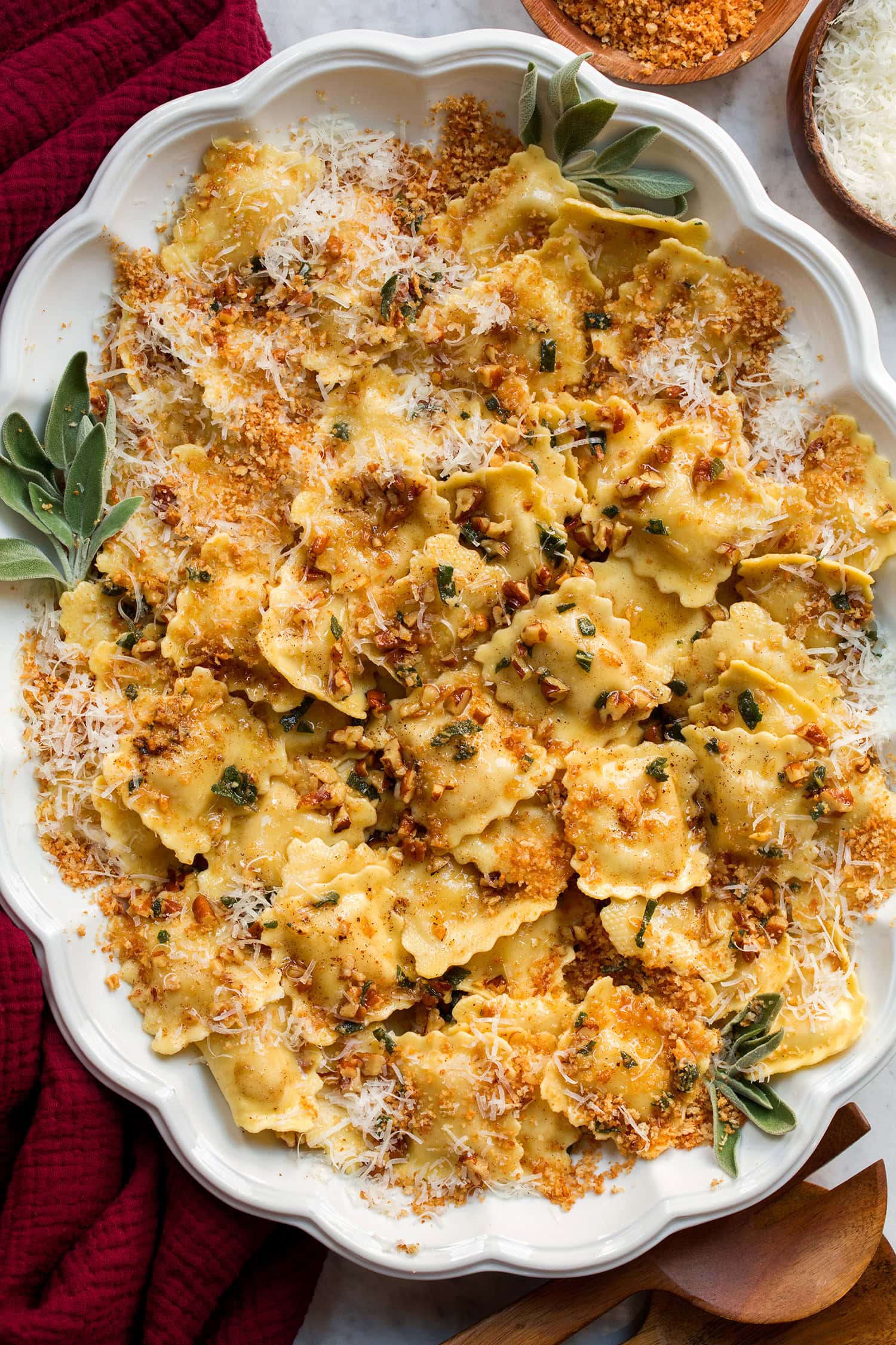 Browned Butter Sage Sauce over Ravioli
