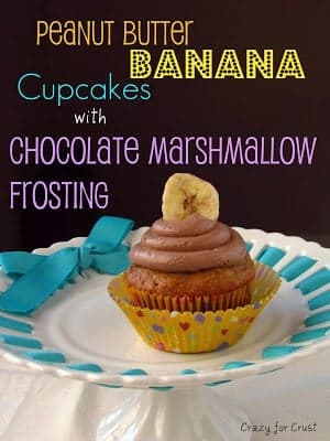 Peanut Butter Banana Cupcakes with Chocolate Marshmallow Frosting