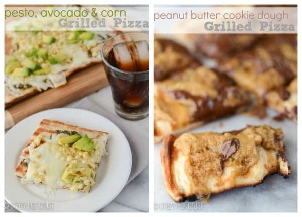 Grilled Pizza: Pesto, Avocado & Corn and Peanut Butter Cookie Dough