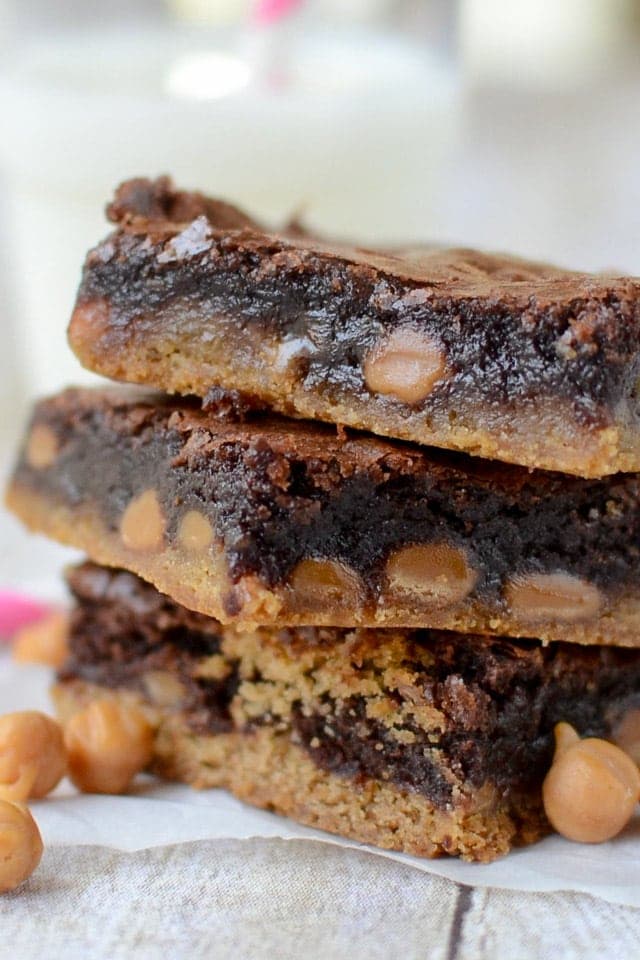 CARAMEL BROWNIE PEANUT BUTTER COOKIE BARS