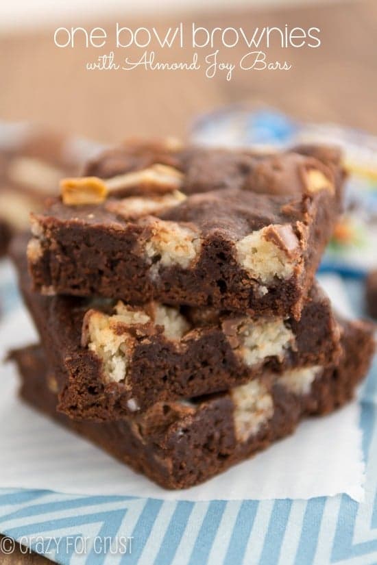 One Bowl Brownies with Almond Joy Bars