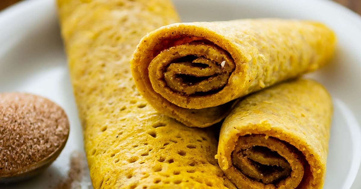 Cinnamon Sugar Pumpkin Pancake Rolls