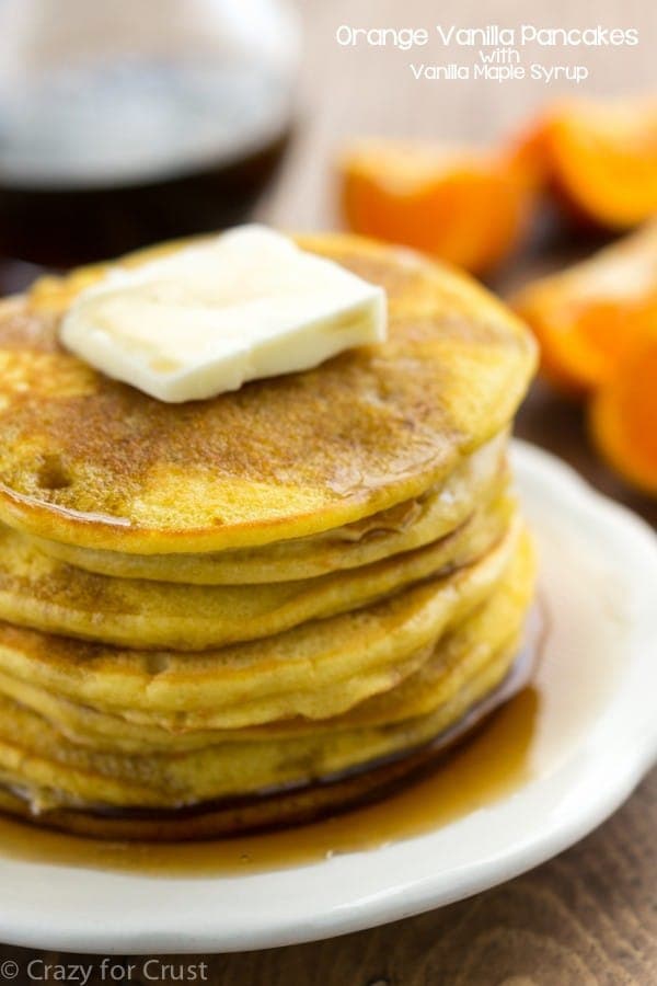 Orange Vanilla Pancakes with Vanilla Maple Syrup