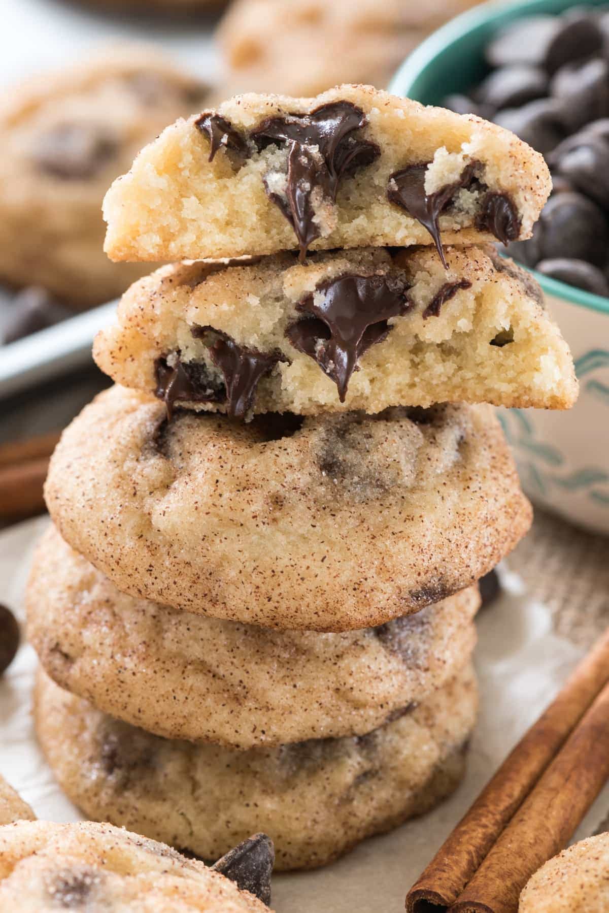 Soft Snickerdoodle Recipe with chocolate chips