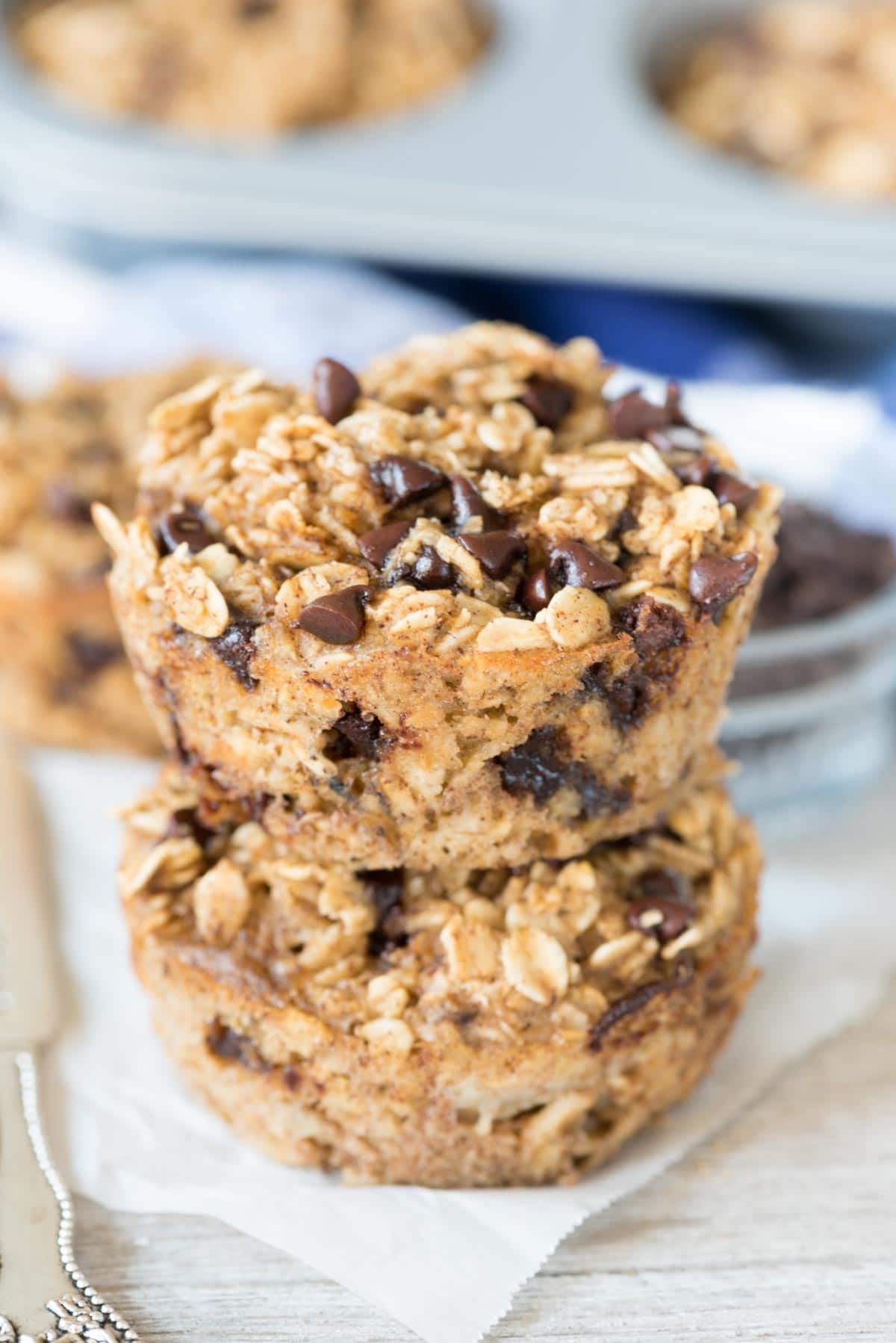 Chocolate Chip Baked Oatmeal Muffins