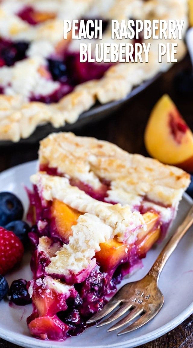 Raspberry Peach Blueberry Pie