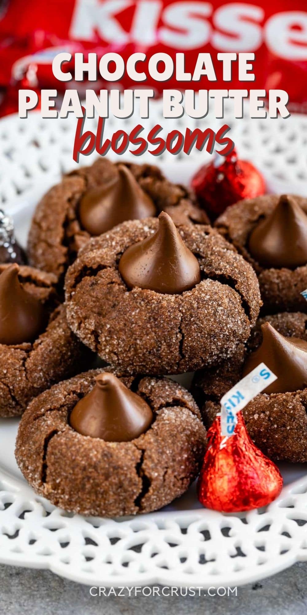 Chocolate Peanut Butter Blossom Cookies