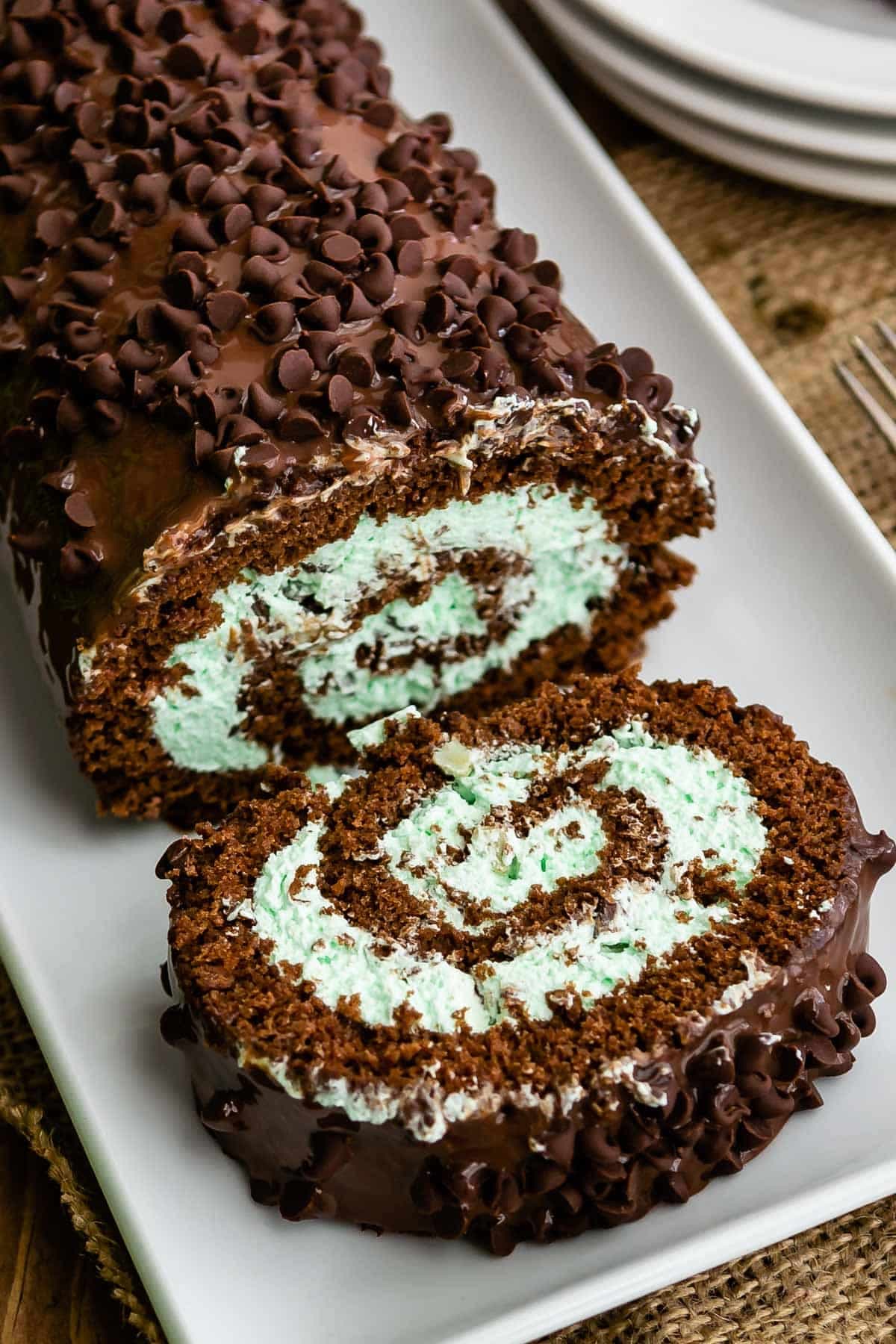Mint Chip Cake Roll