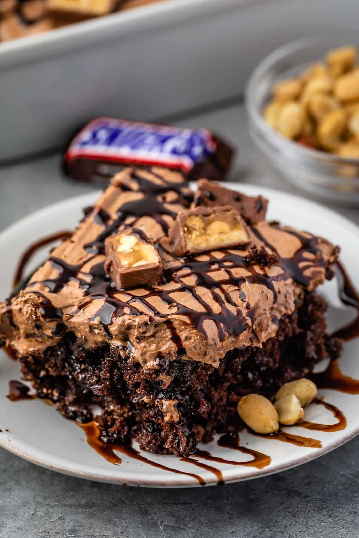 Snickers Poke Cake