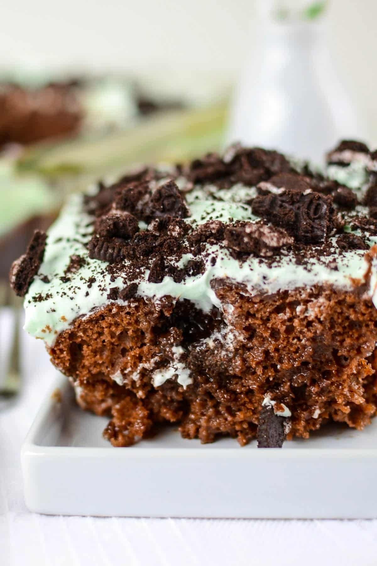 Chocolate Mint Poke Cake