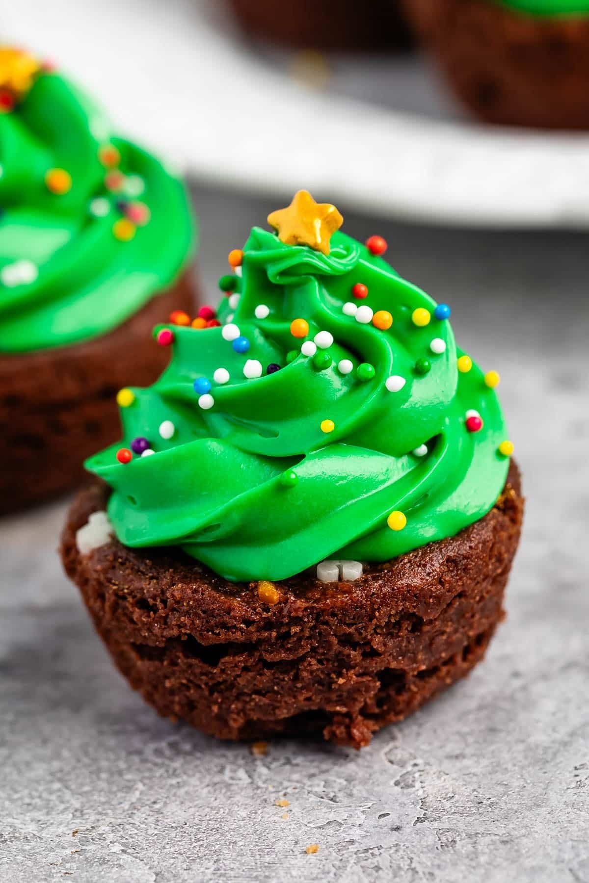 Christmas Tree Brownie Bites