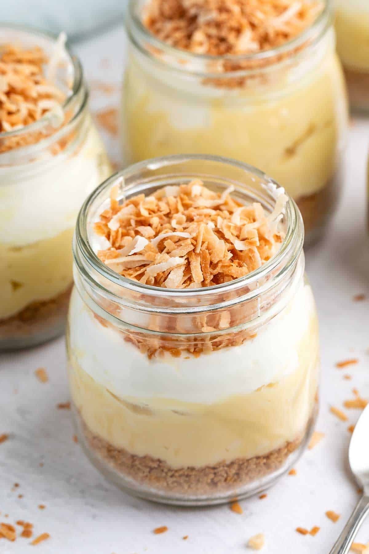 Coconut Cream Pies in Jars