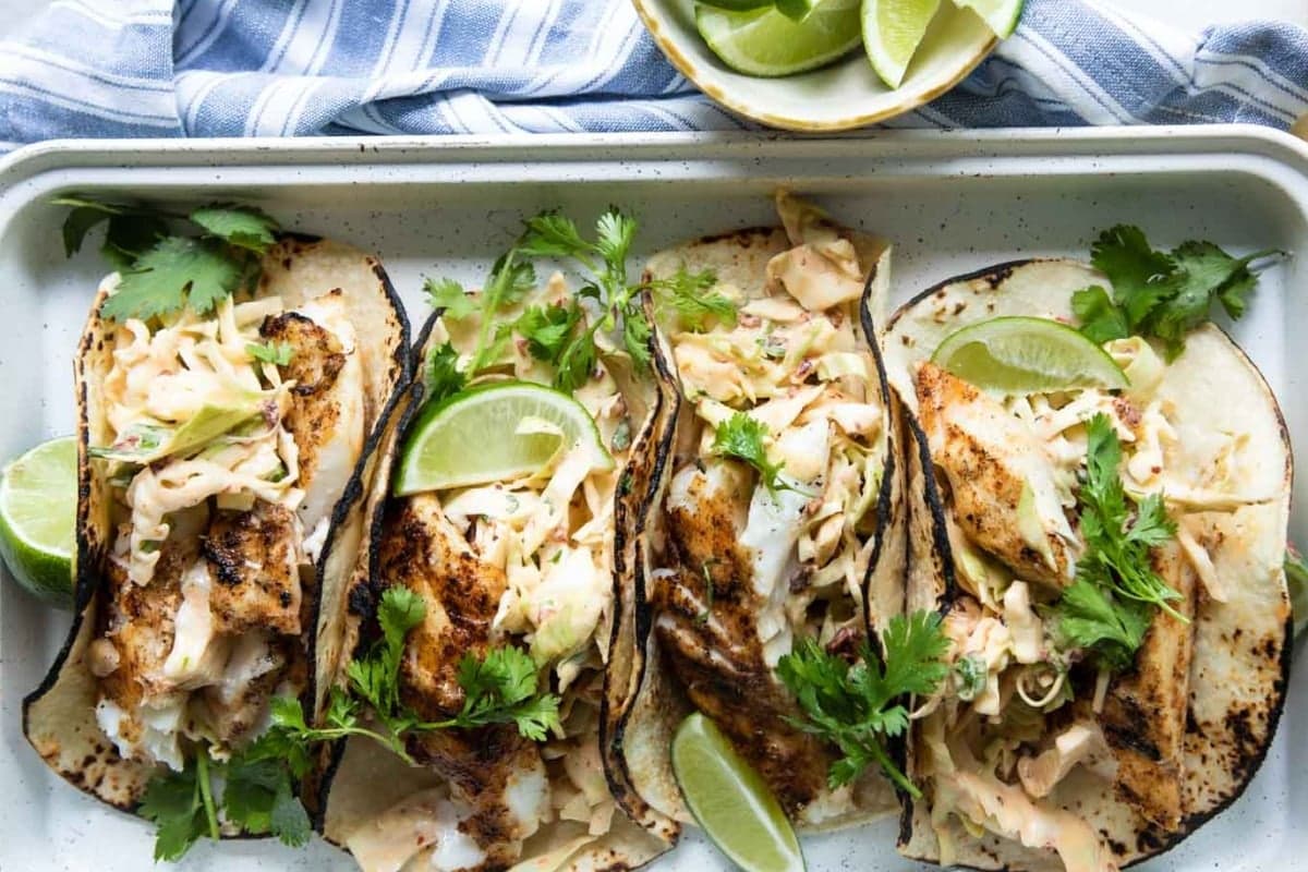 Grilled Fish Tacos with Spicy Slaw